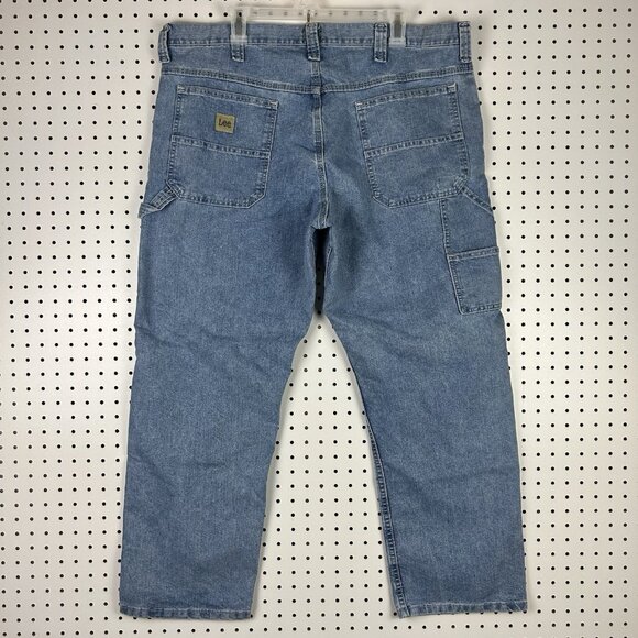 Lee Work Wear Carpenter Jean 38x30 Loose Fit Baggy 90s Light Wash Denim Wide Leg - Picture 1 of 8